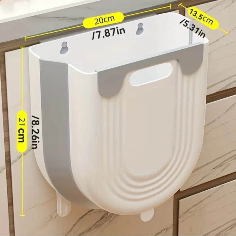 Modern White cabinet mounted Bathroom or kitchen foldable trash can